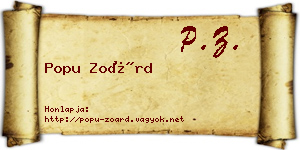 Popu Zoárd névjegykártya